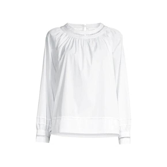 NWT Harshman Women's White Cotton Anemone Lace Eyelet-Trim Blouse Top Size S - Picture 1 of 13